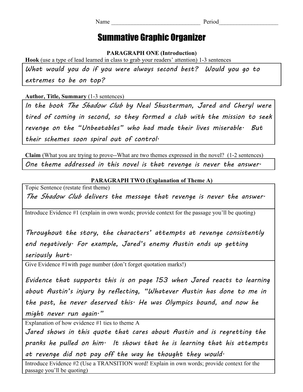 Book Review Graphic Organizer