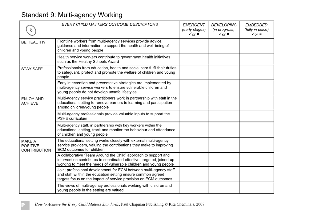 Standard 9: Multi-Agency Working