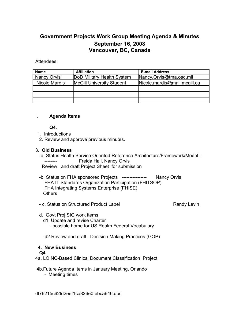 Government Projects SIG Meeting Minutes (Heading 1)