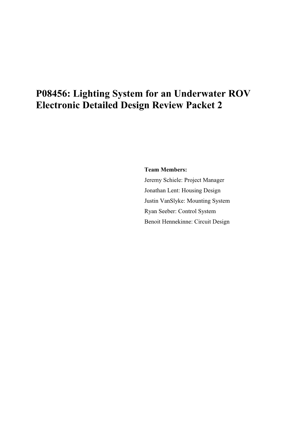 P08456: Lighting System for an Underwater ROV