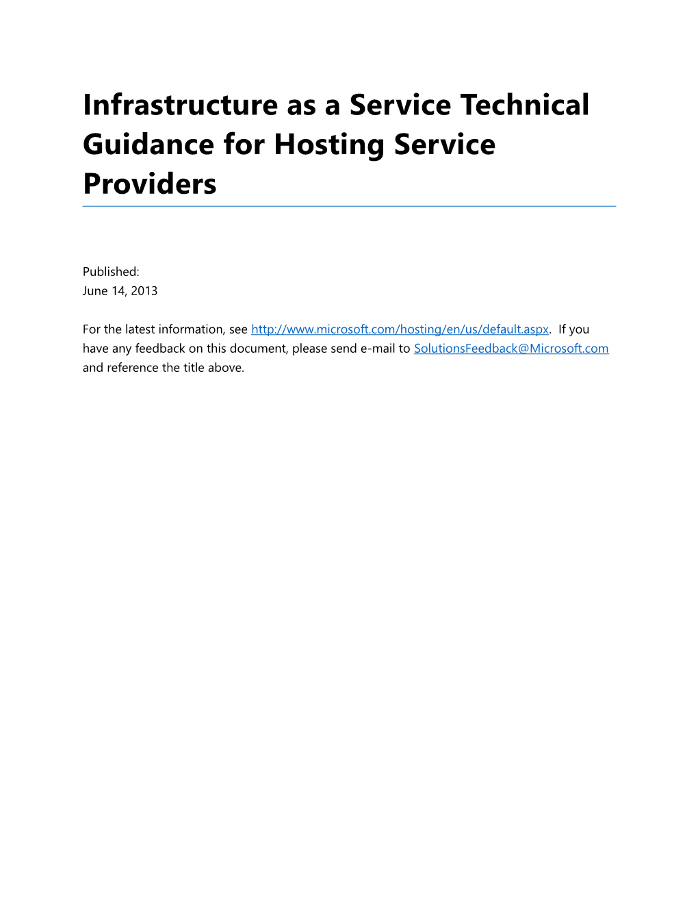 Infrastructure As a Service Technical Guidance for Hosting Service Providers