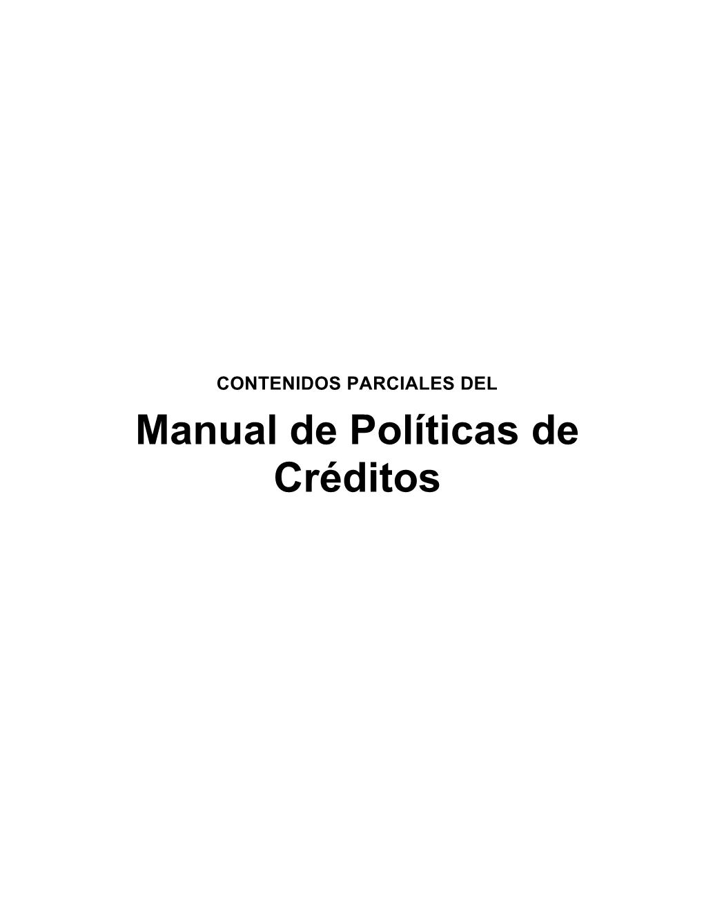 MN.CRE.01 - Manual De Políticas De Créditos