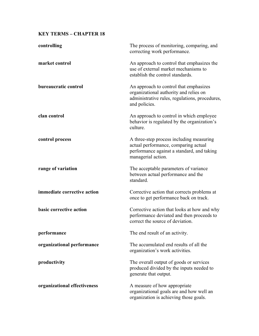 Key Terms Chapter 18