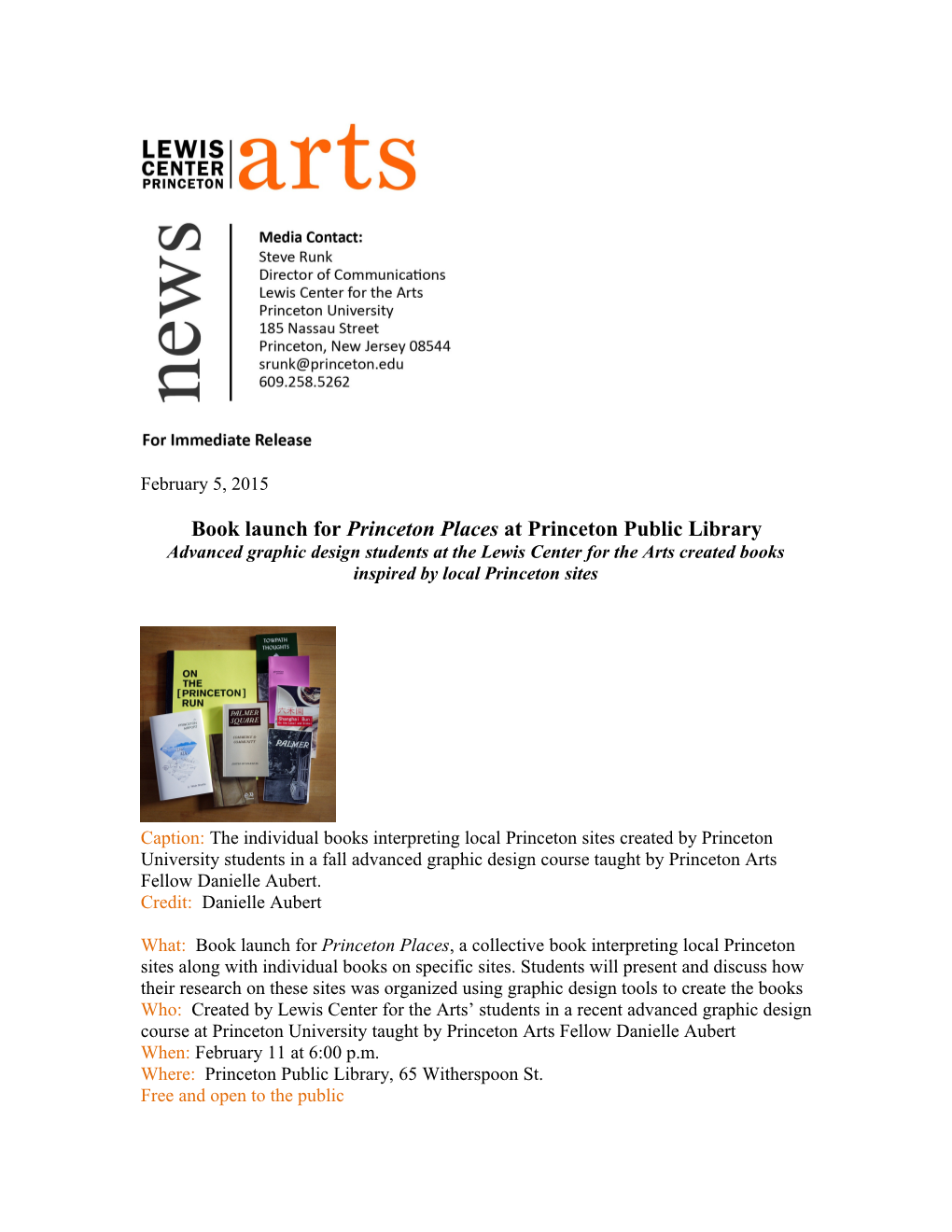 Book Launch for Princeton Placesat Princeton Public Library
