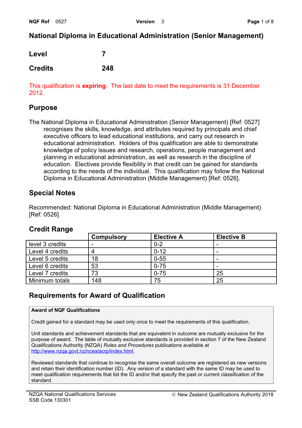0527 National Diploma in Educational Administration (Senior Management)