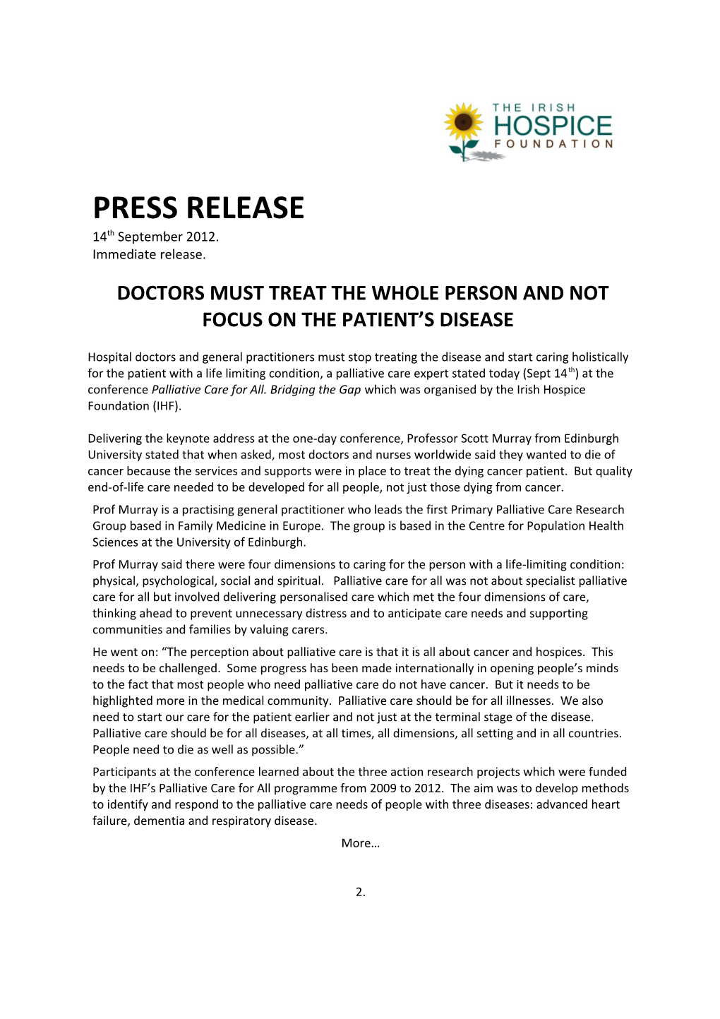 Doctors Must Treat the Whole Person and Not Focus on the Patient S Disease