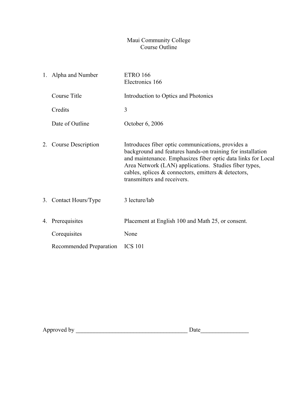 Course Titleintroduction to Optics and Photonics