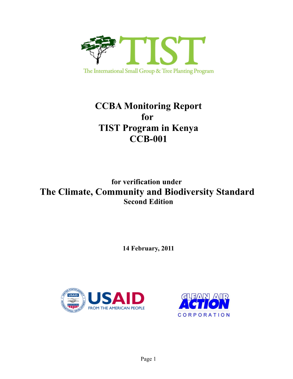 CCBA Monitoring Report