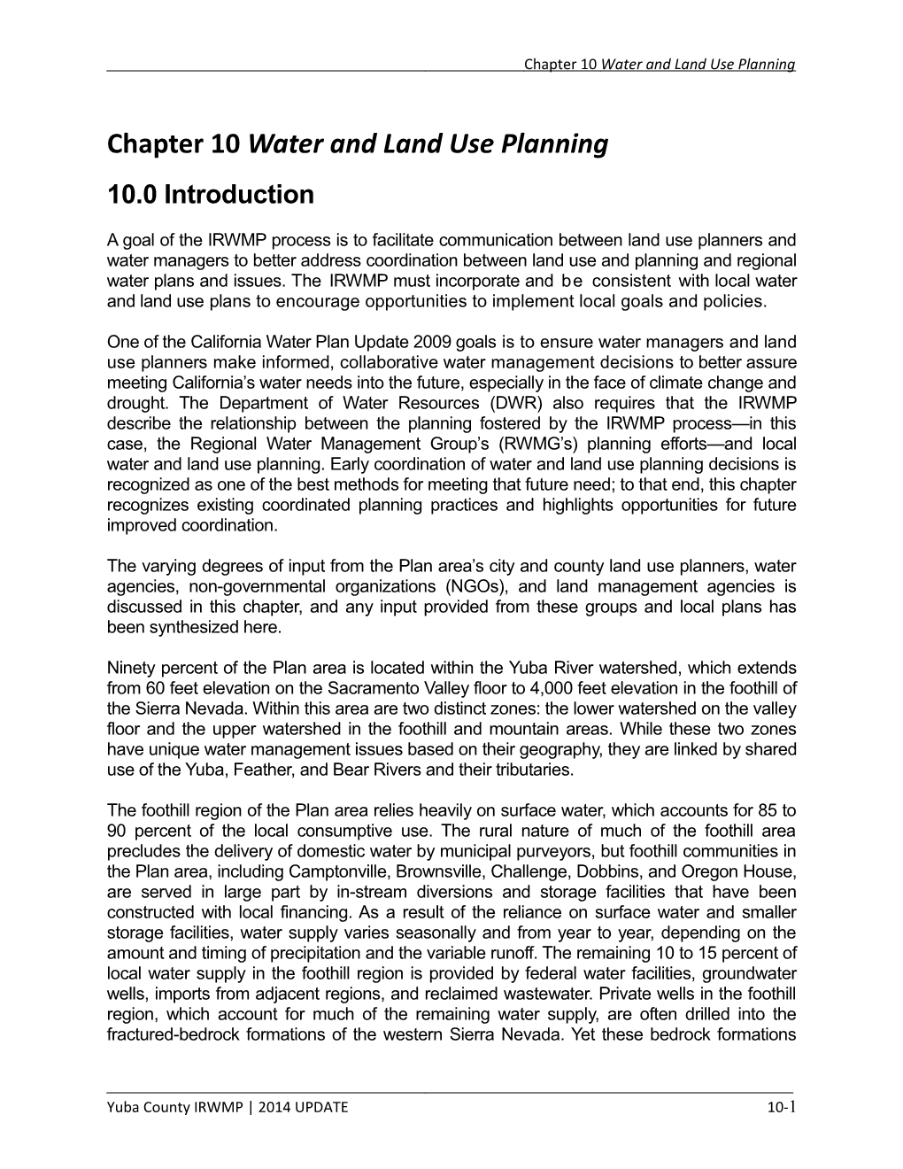 Chapter 10 Water and Land Use Planning
