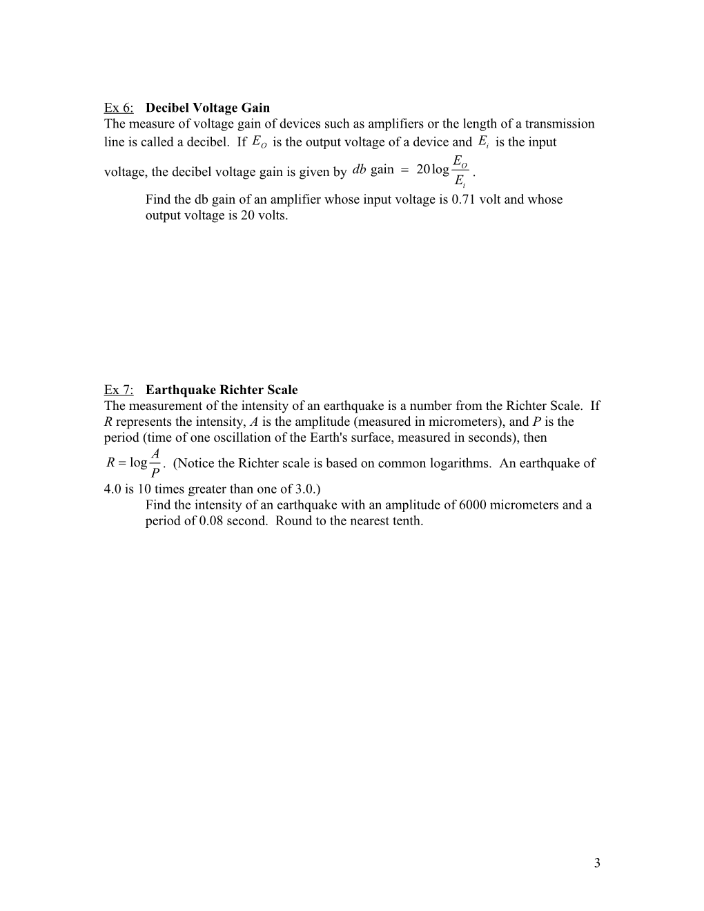 MA 15200Lesson 30Exponential and Logarithmic Application Problems