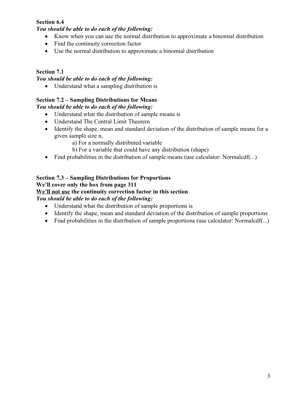 Math 116 Study Guide for Exam 2 Chapters 4, 5, 6, 7 9Th Edition