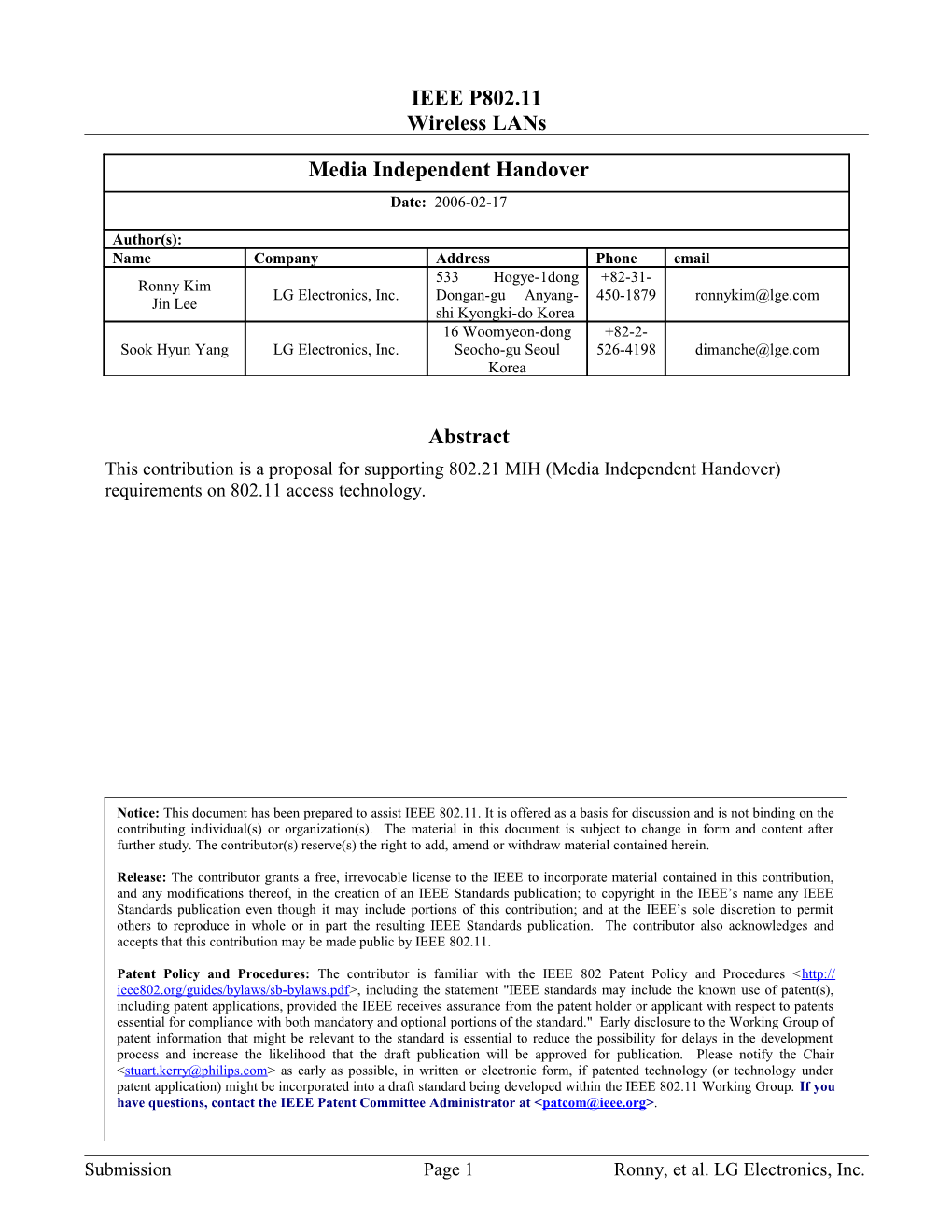 1.1Overview of Media Independent Handover Protocol