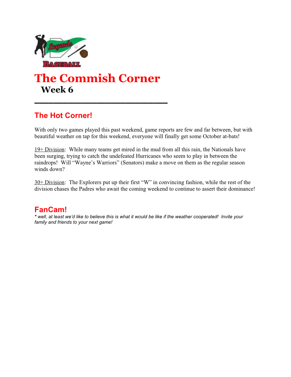 The Commish Corner