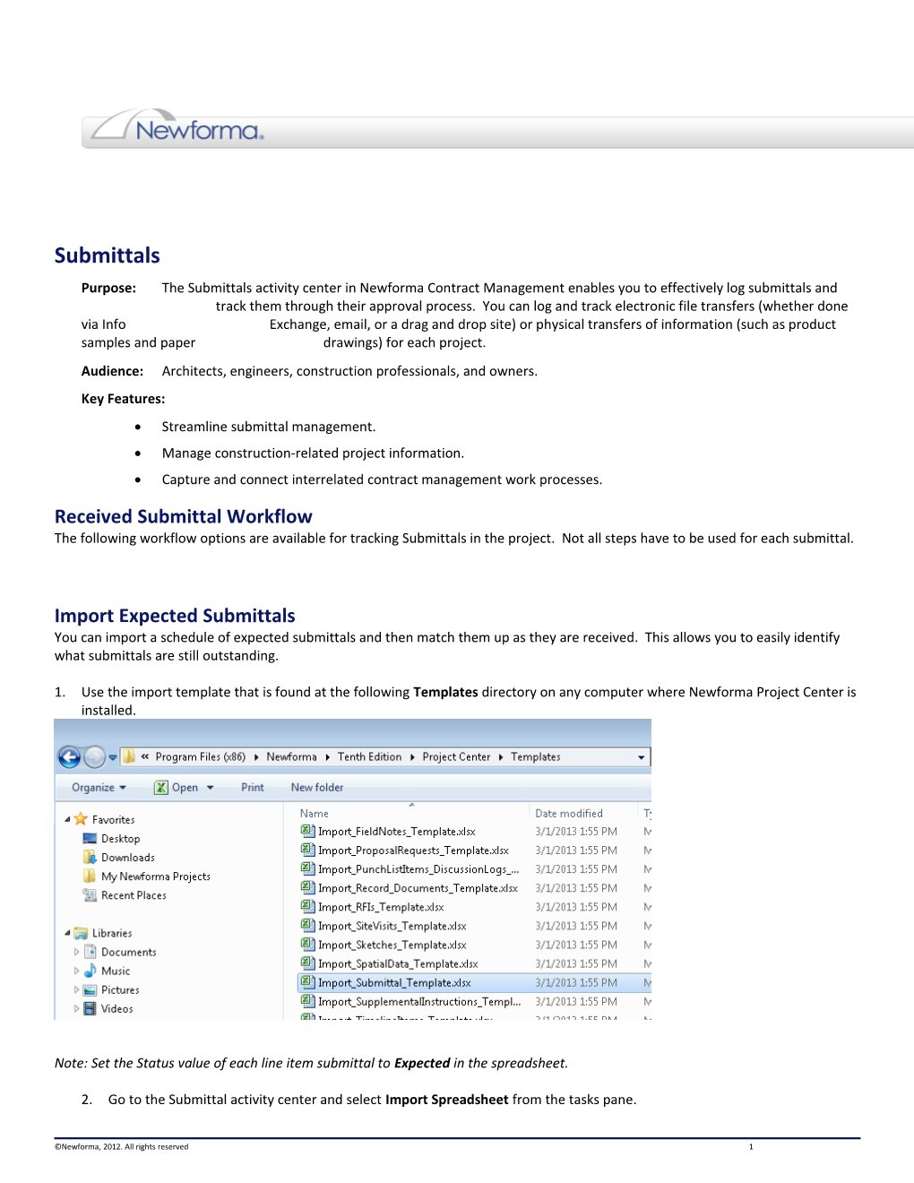 Newforma Submittals Quick Reference Guide