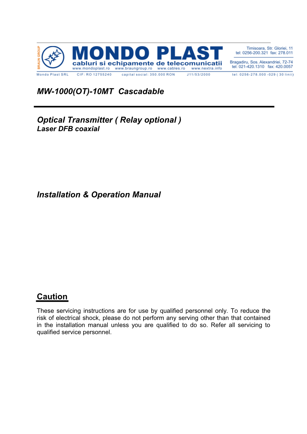 Optical Transmitter( Relay Optional )