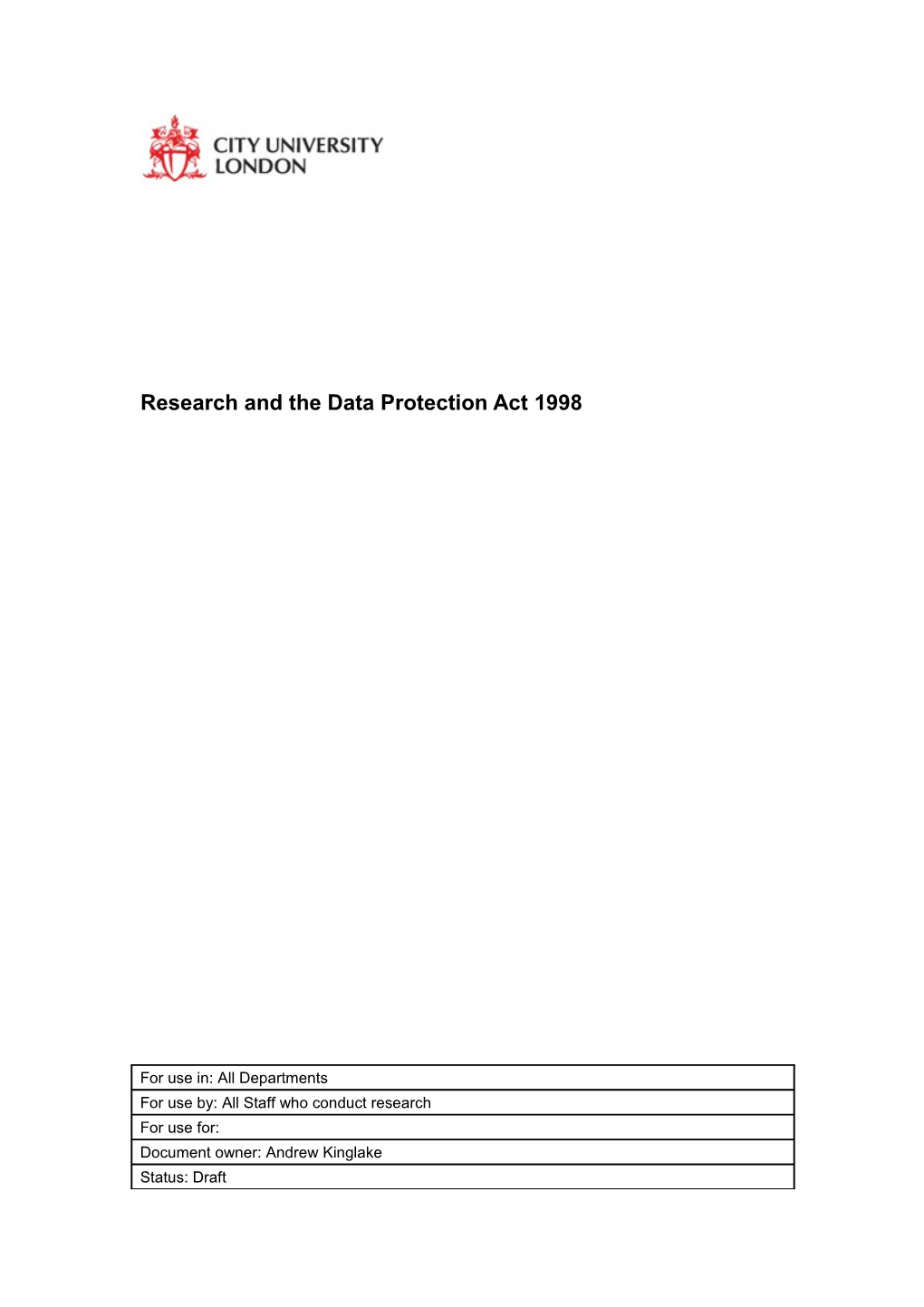 Research and the Data Protection Act 1998