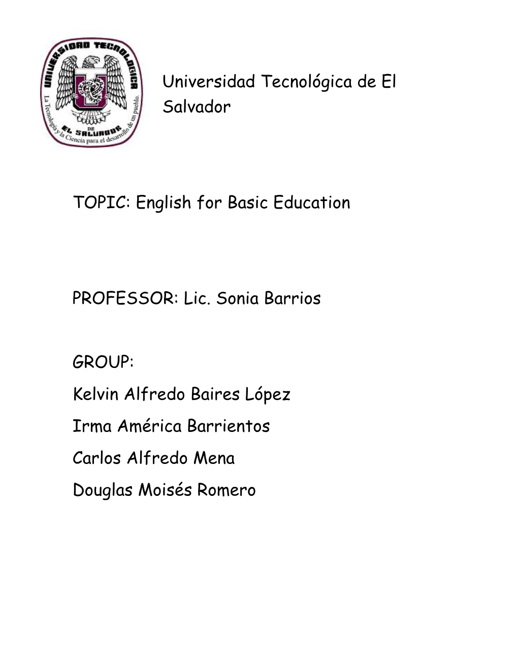 TOPIC: English for Basic Education