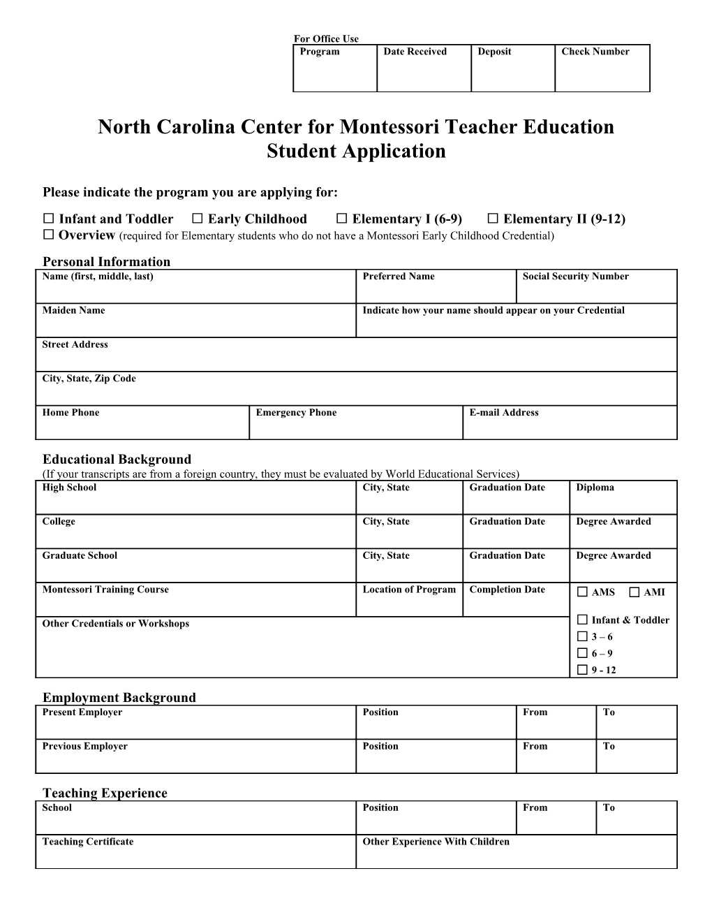 Center for Montessori Teacher Education, NC