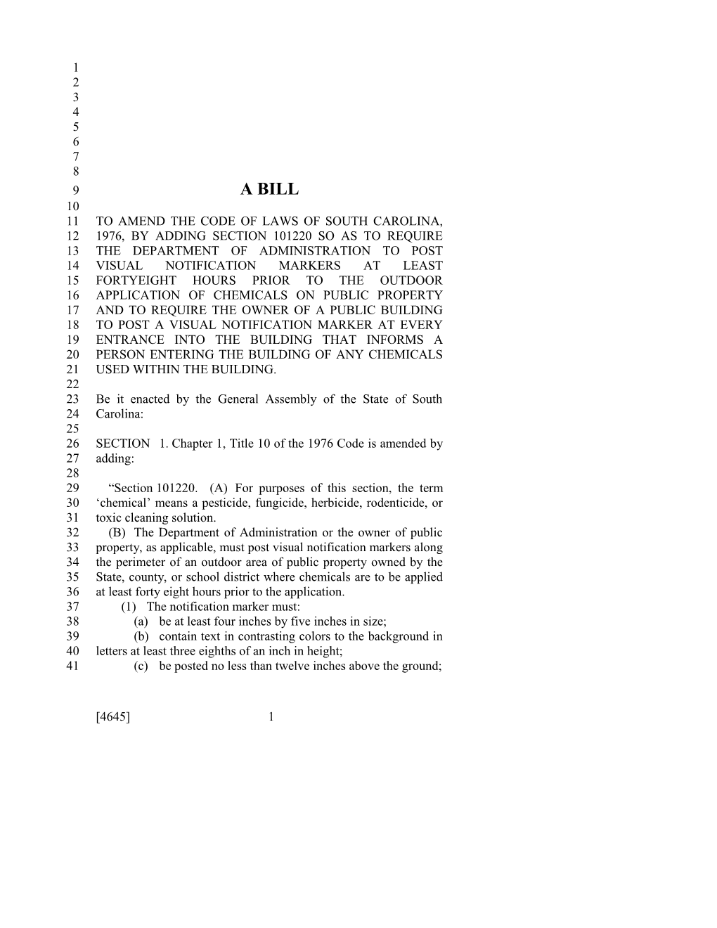 2017-2018 Bill 4645 Text of Previous Version (Jan. 23, 2018) - South Carolina Legislature Online