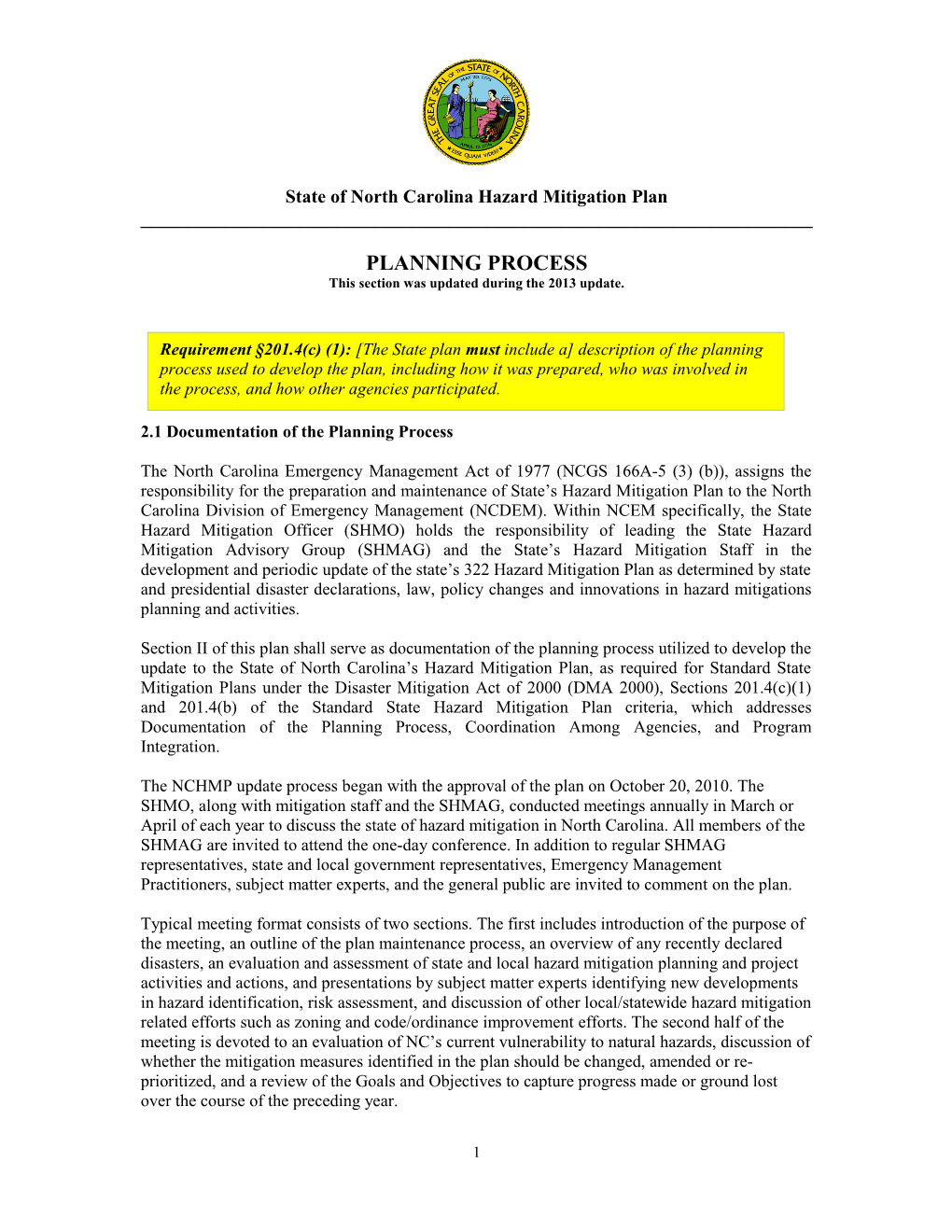 State Mitigation Planning Process