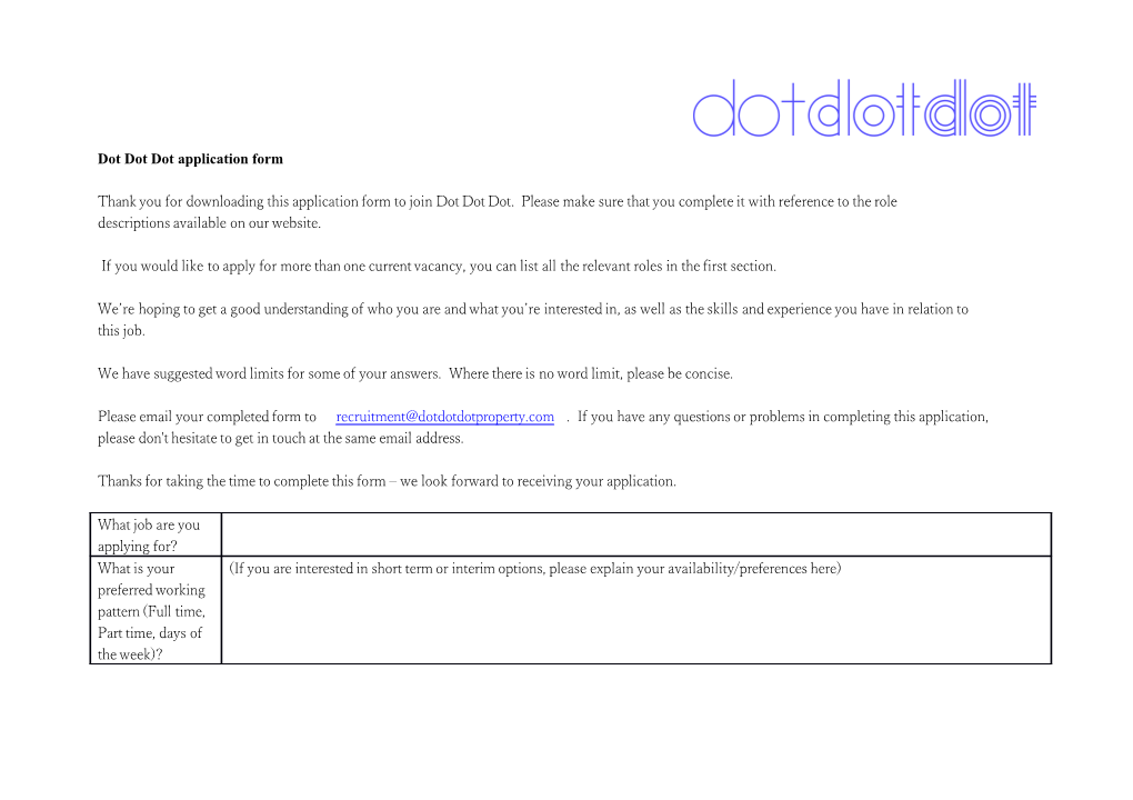 Dot Dotdot Application Form