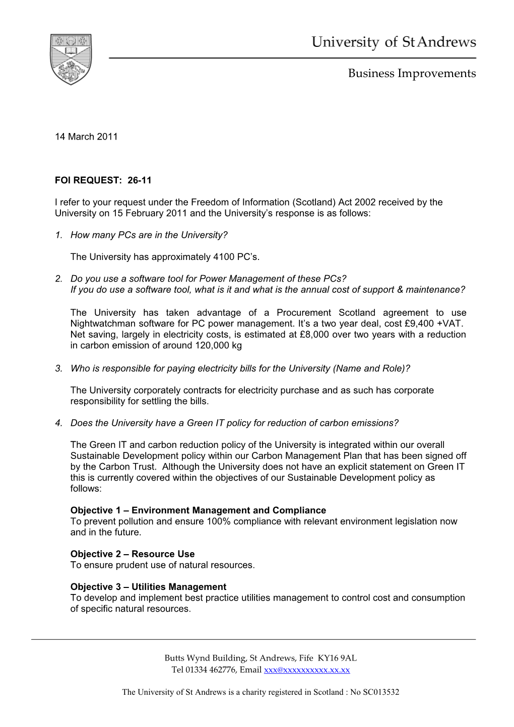 Request Under the Environmental Information (Scotland) Regulations 2004