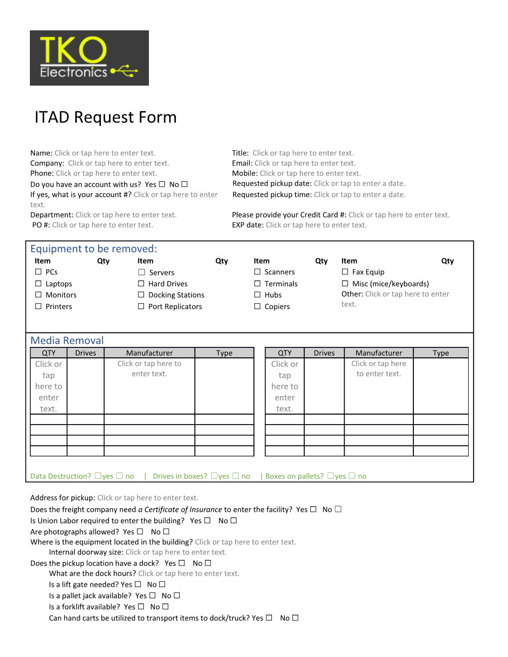 ITAD Request Form