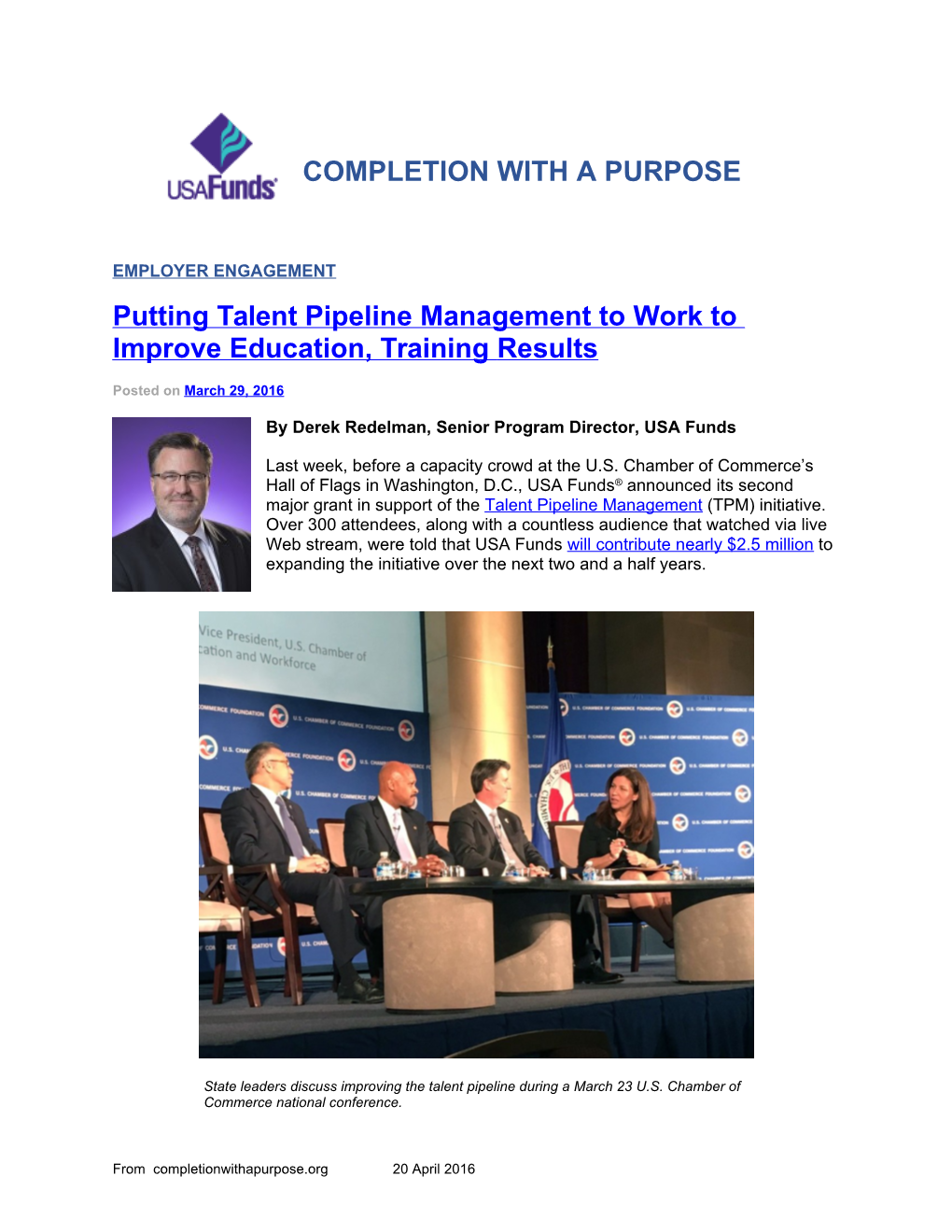 Putting Talent Pipeline Management to Work to Improve Education, Trainingresults