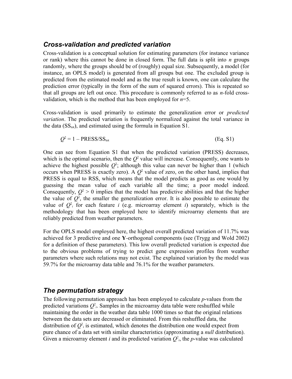 Cross-Validation and Predicted Variation