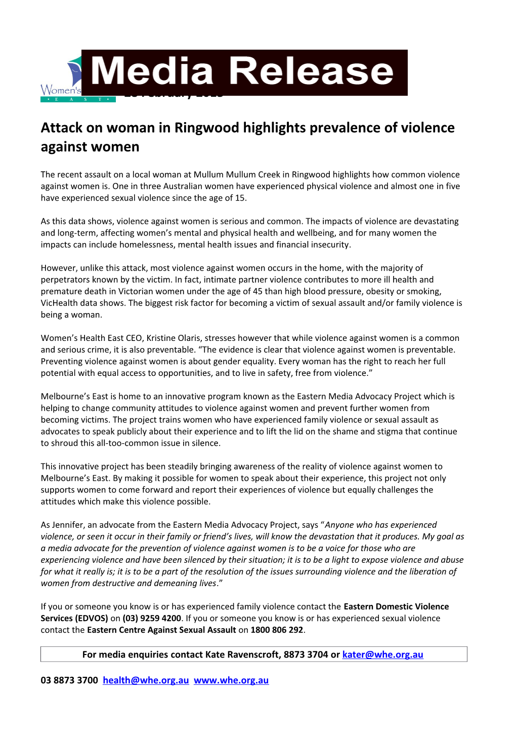 Attack on Woman in Ringwood Highlights Prevalence of Violence Against Women