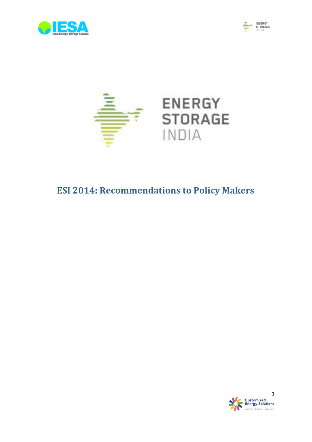 ESI 2014: Recommendations to Policy Makers