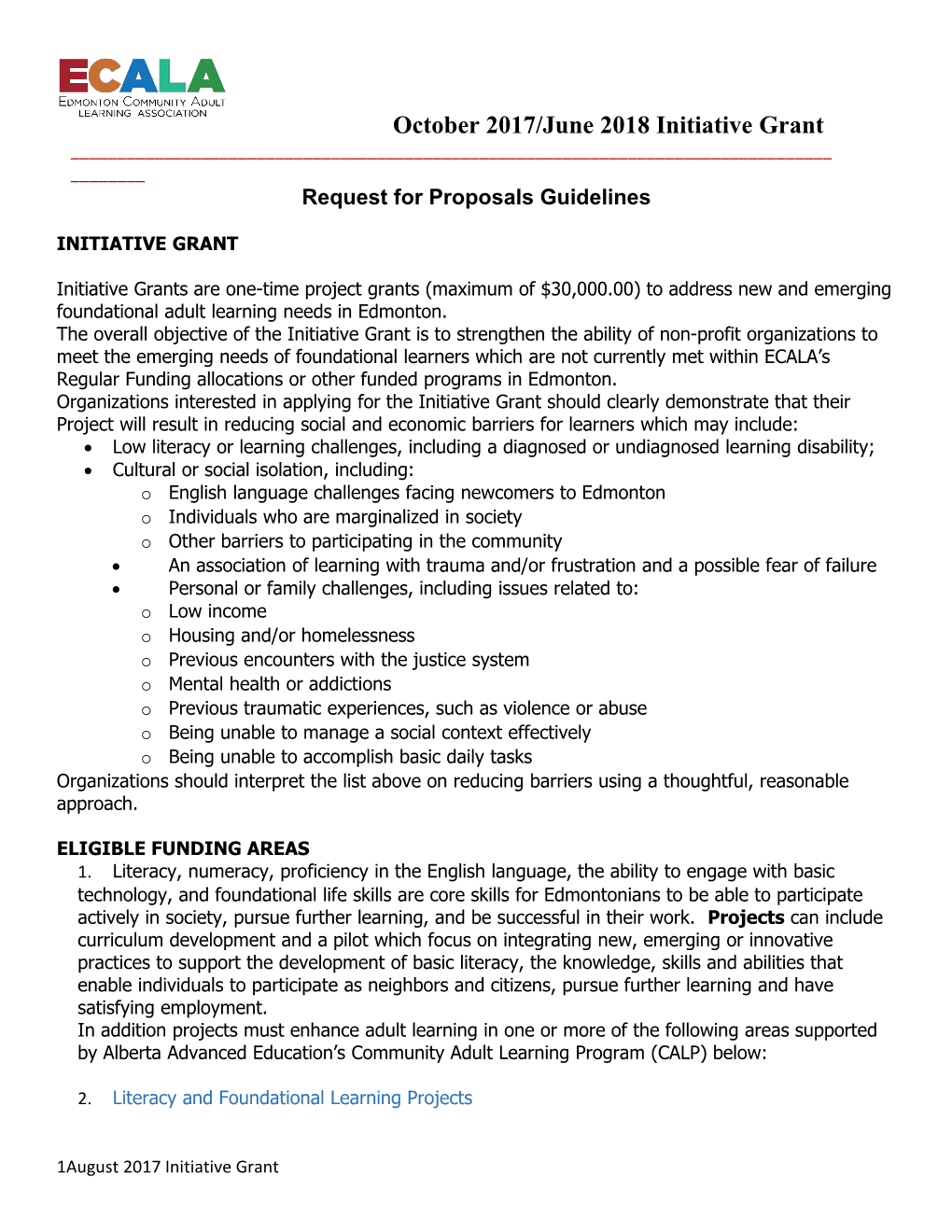 Request for Proposals Guidelines