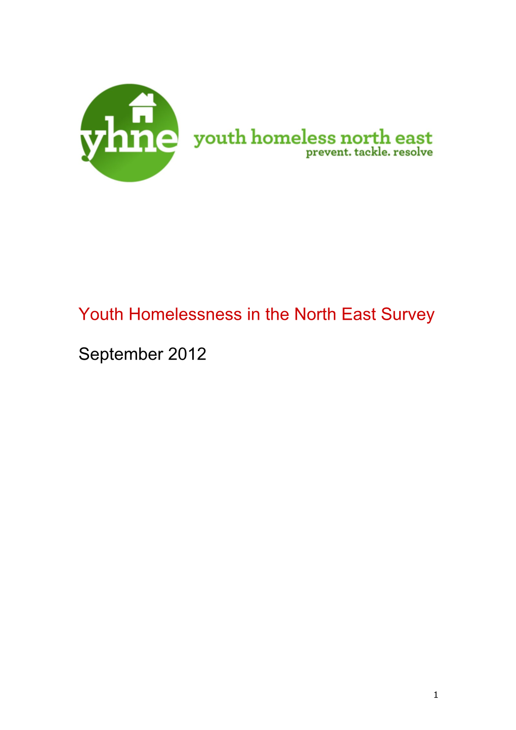 Findings of North East Youth Homelessness Survey