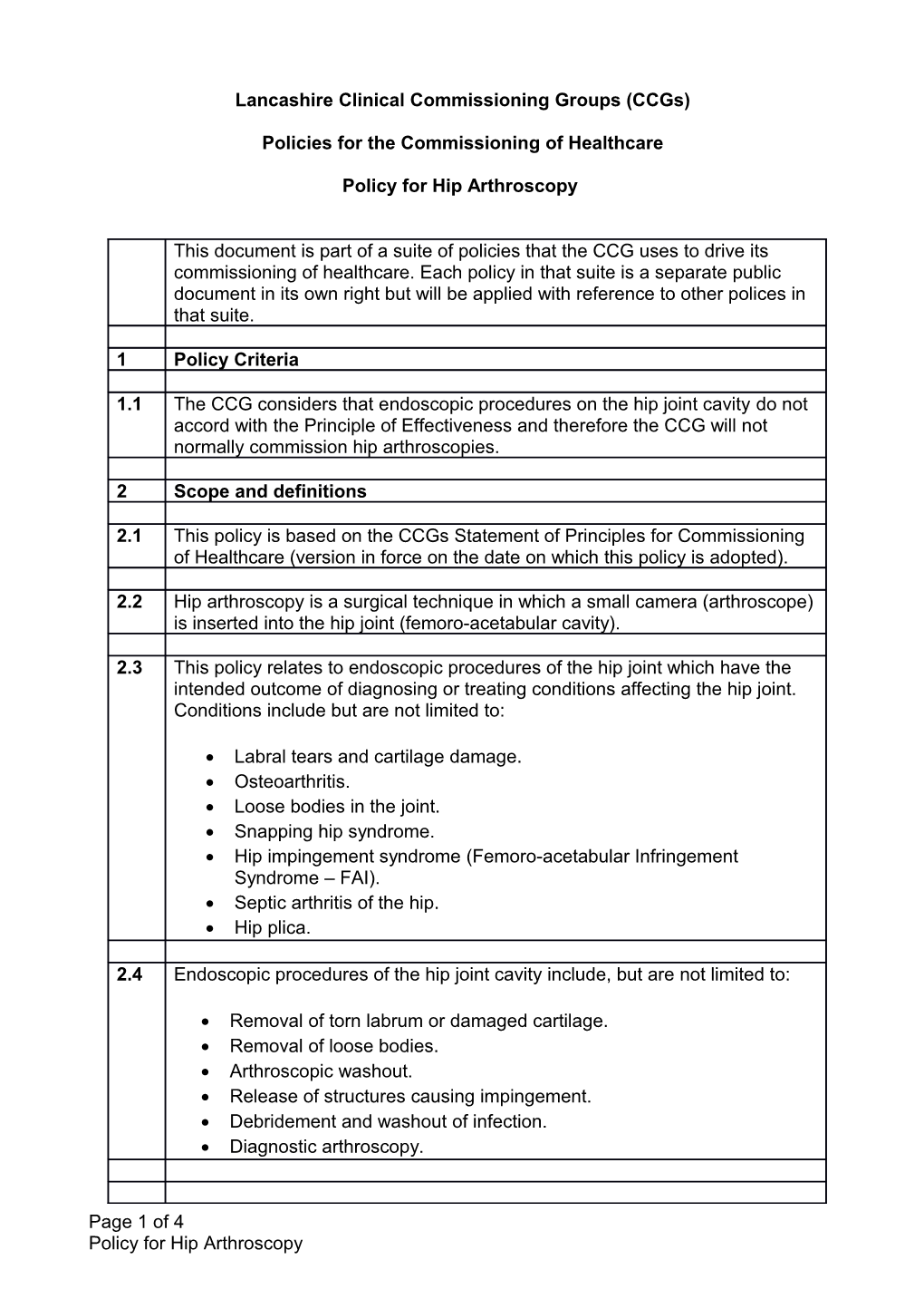 Lancashire Clinical Commissioning Groups (Ccgs)