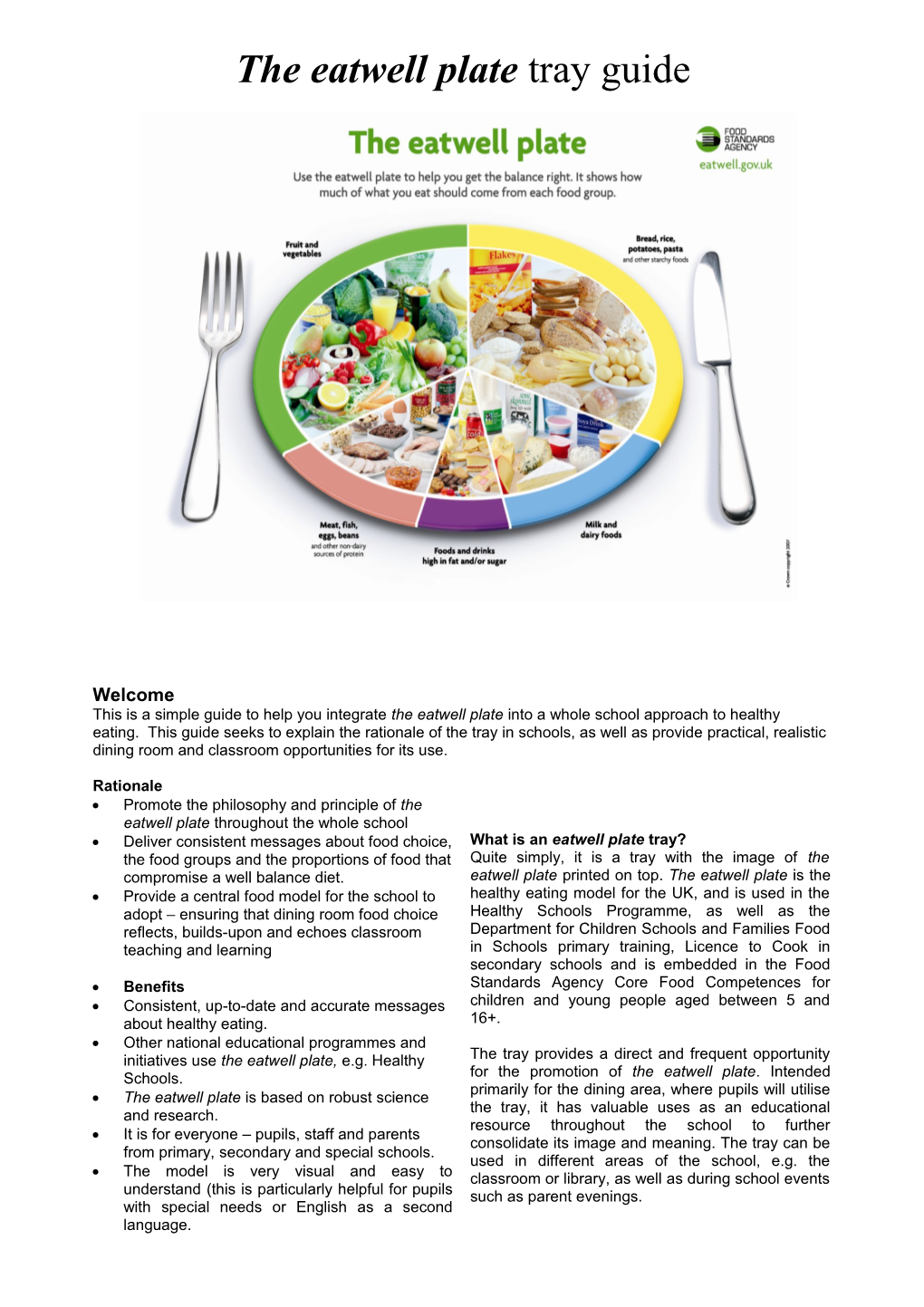The Eatwell Plate Tray Guide