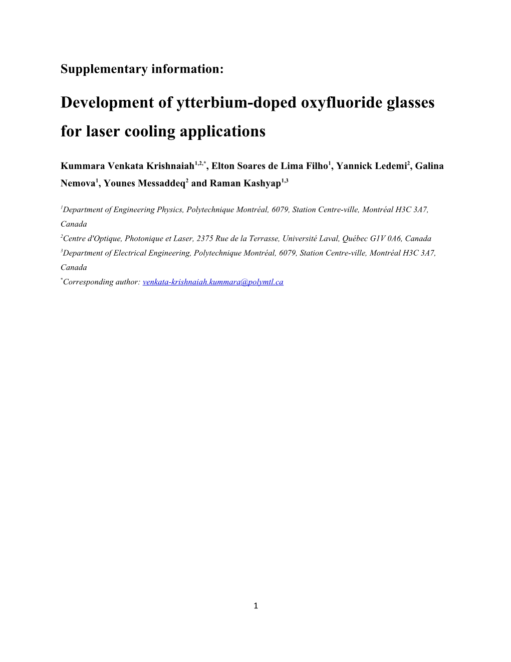Development of Ytterbium-Doped Oxyfluoride Glasses for Laser Cooling Applications