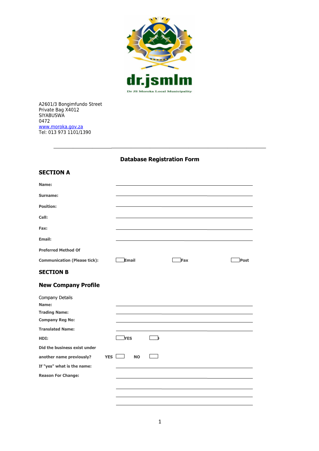 Database Registration Form