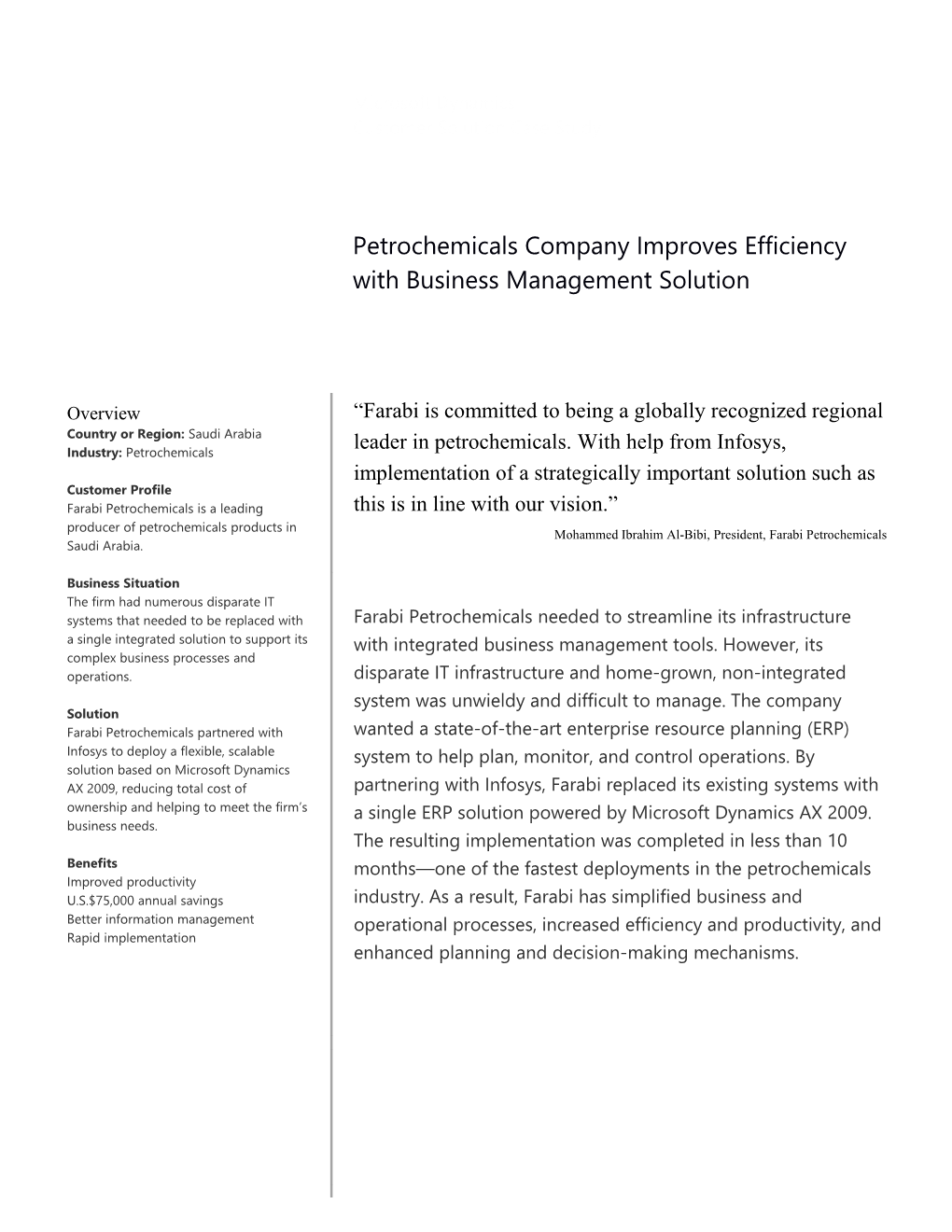 Metia CEP Saudi Petrochemicals Firm Improves Efficiency, with Business Management Solution