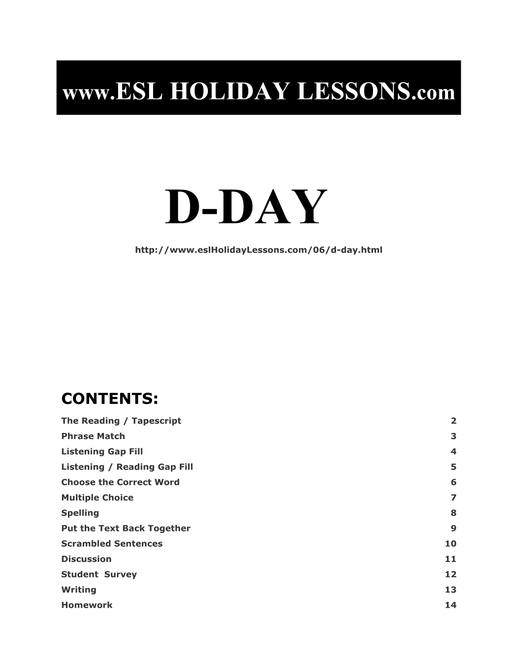 Holiday Lessons - D-Day