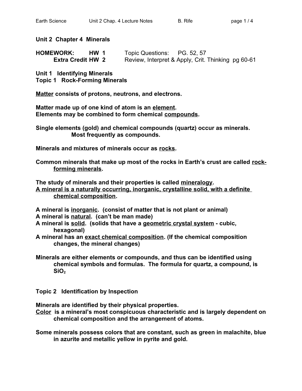 Earth Scienceunit 2 Chap. 4 Lecture Notesb. Rifepage 1 / 4