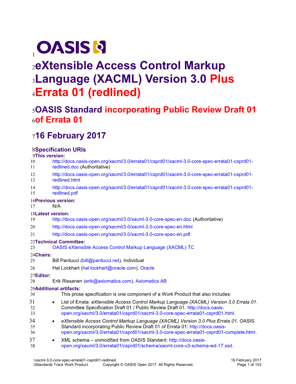 Extensible Access Control Markup Language (XACML) Version 3.0 Plus Errata 01 (Redlined)