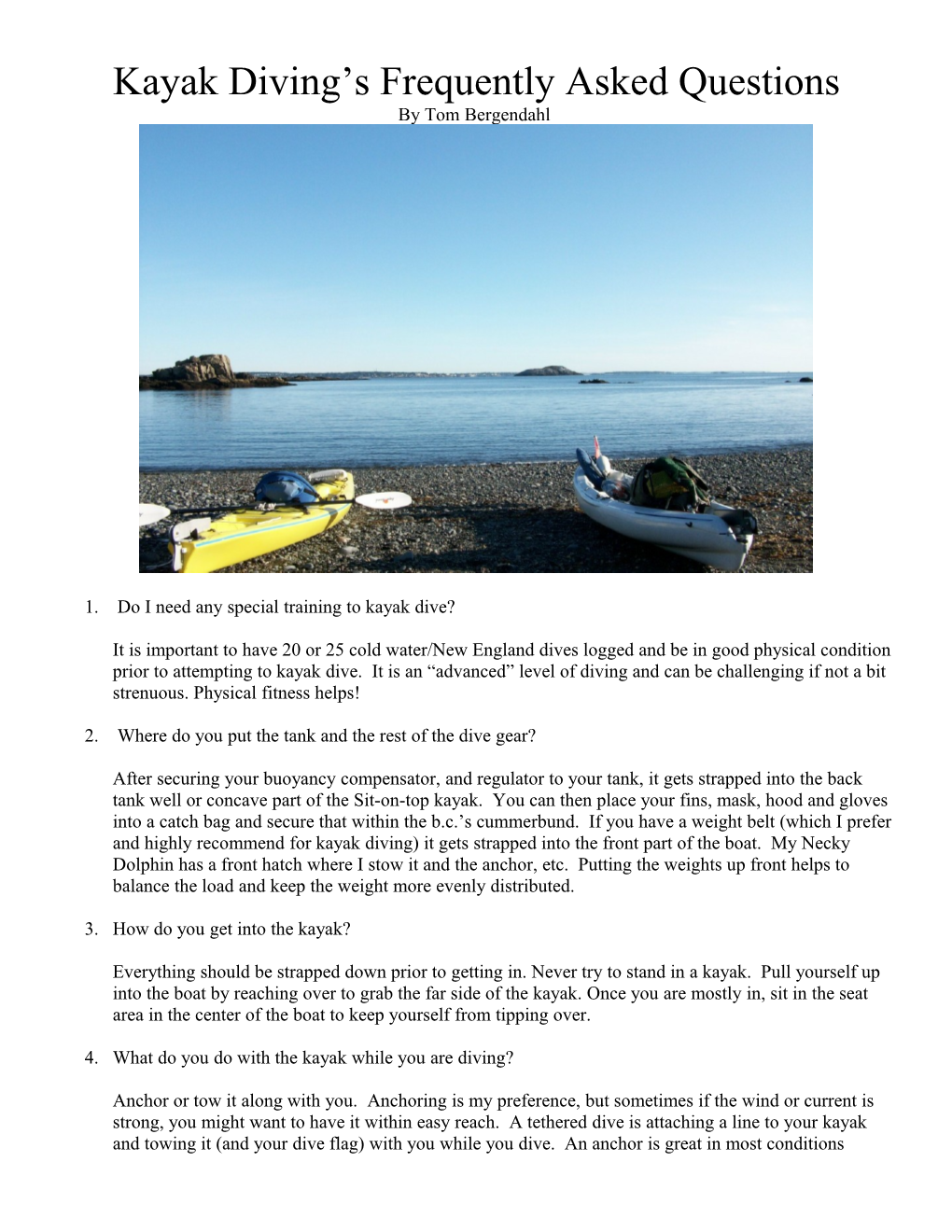 Kayak Diving S Frequently Asked Questions