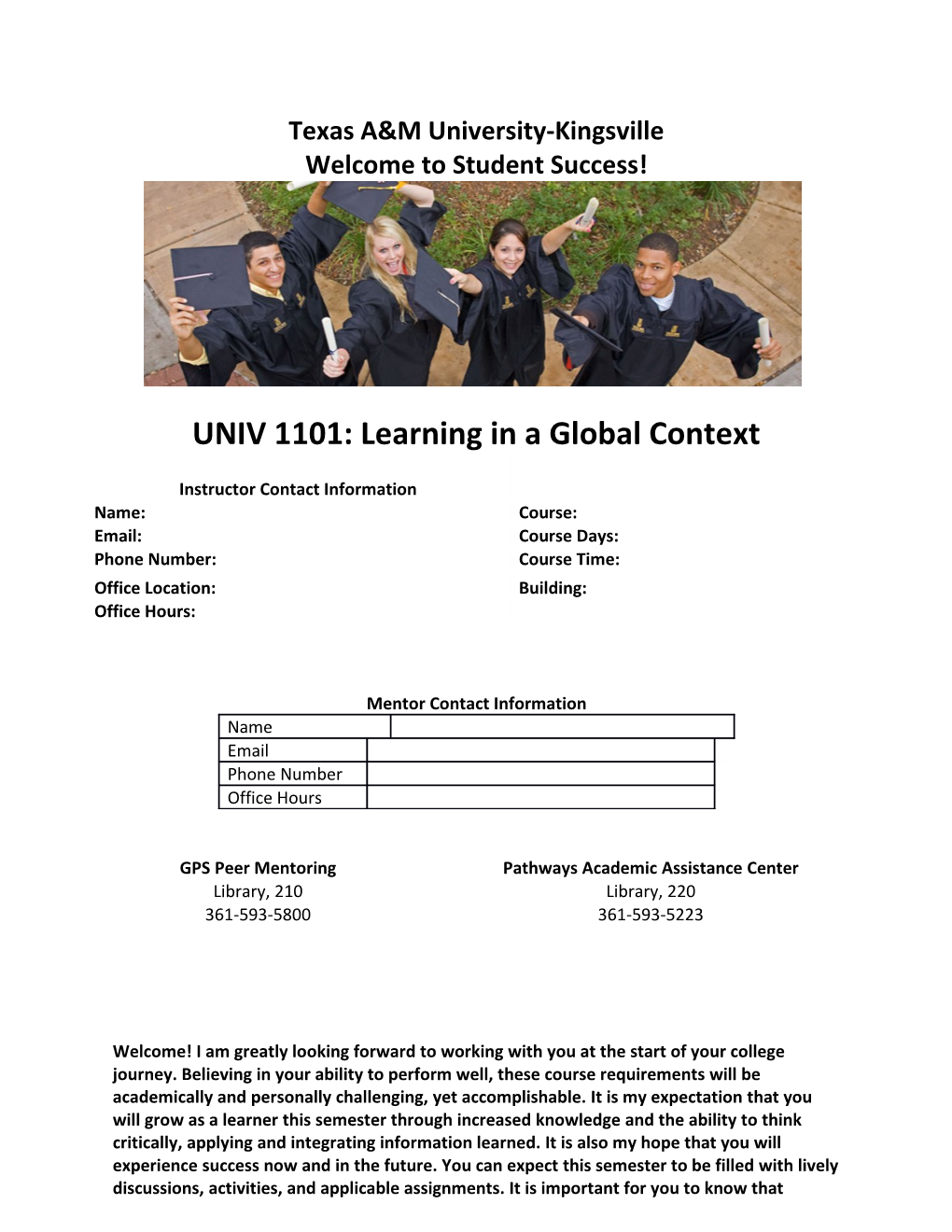 UNIV 1101: Learning in a Global Context