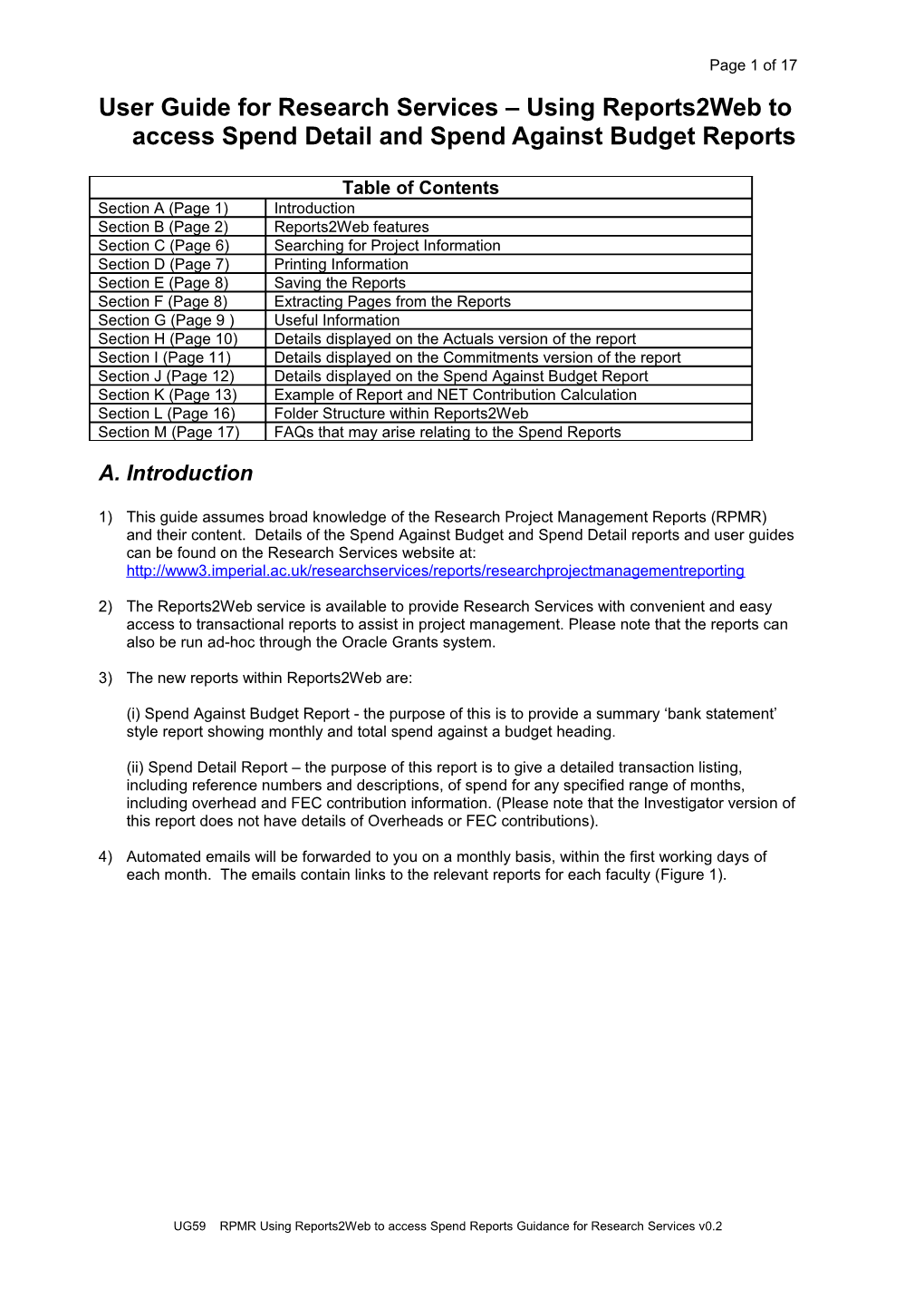 User Guide XX Spend Against Budget Report on Oracle Grants