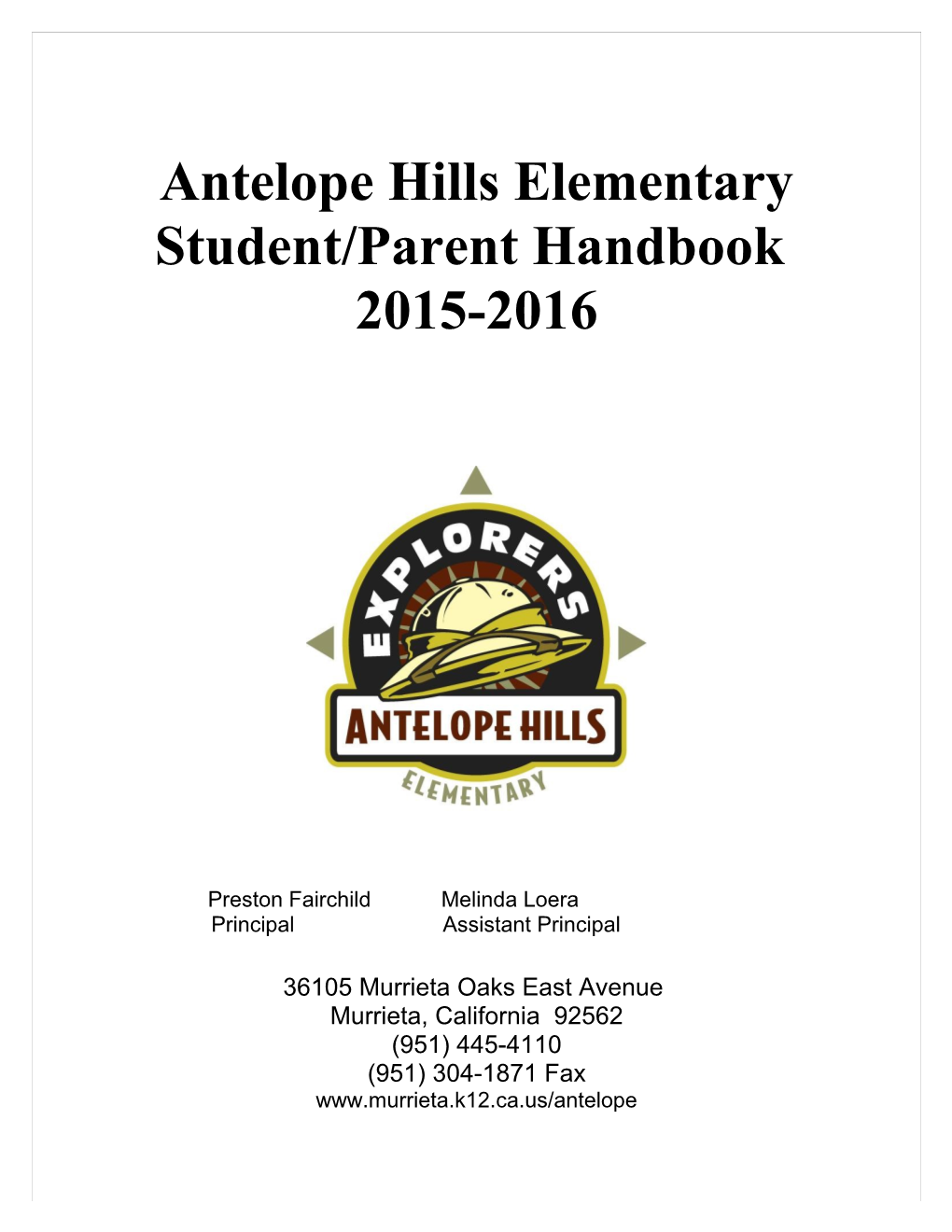 AHES Parent Handbook 08.09