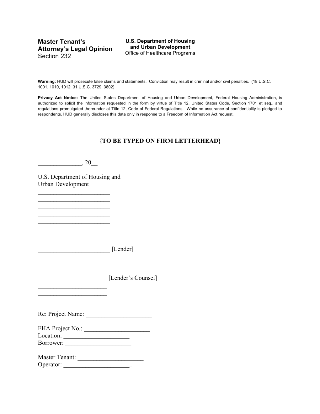 To Be Typed on Firm Letterhead