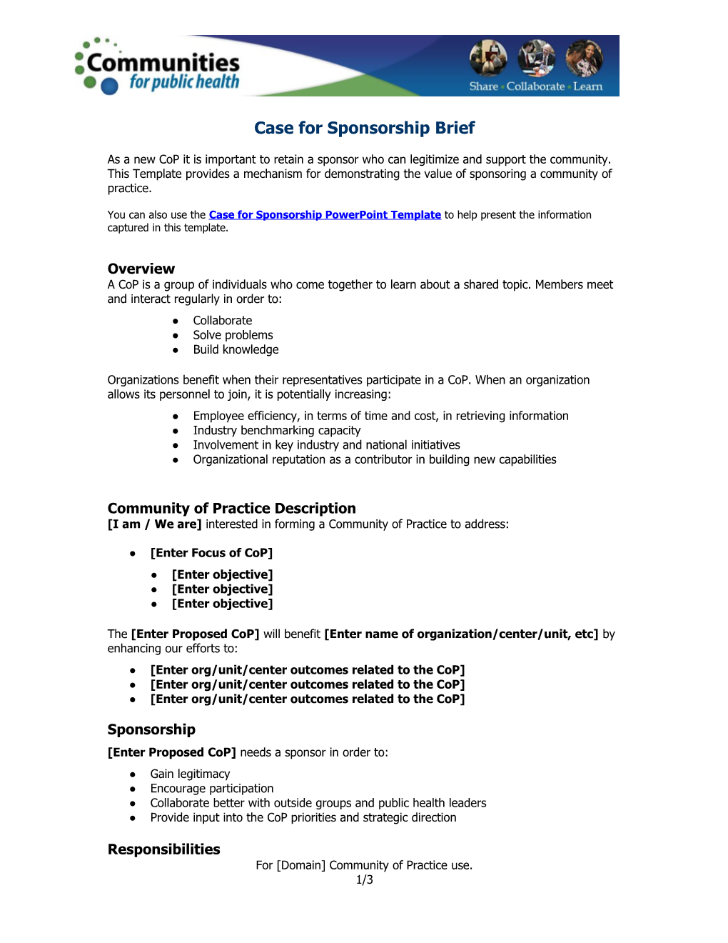 Case for Sponsorship Brief