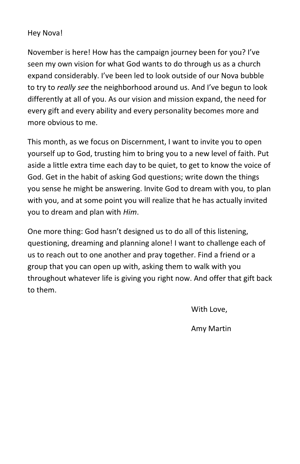 This Month, As We Focus on Discernment, I Want to Invite You to Open Yourself up to God