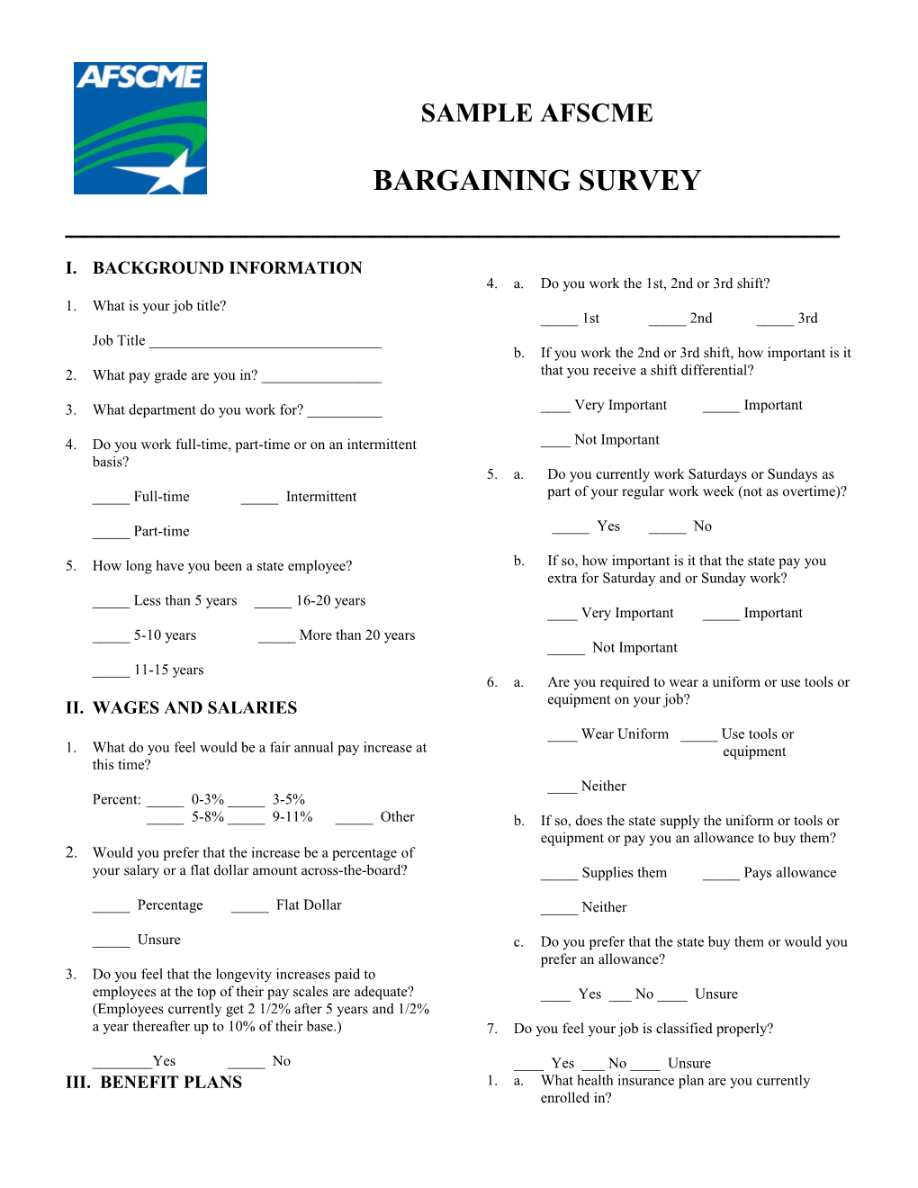 Bargaining Survey