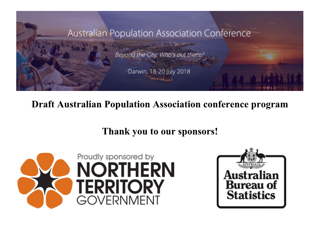 Draft Australian Population Association Conference Program